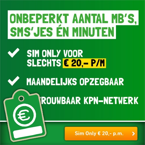 Sim Only van Budget Mobiel, alles onbeperkt voor € 20,- p.m.
