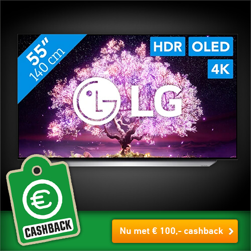 Nu € 100,- cashback op de LG OLED55C16LA (2021) TV