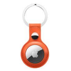 Apple AirTag PU Leren Sleutelhanger Oranje