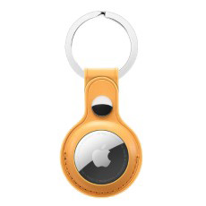Apple AirTag PU Leren Sleutelhanger Geel