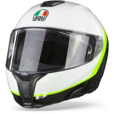 AGV Sportmodular Ray Carbon Wit Geel Fluo Systeemhelm S