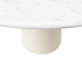 FLOW Ronde Eettafel Carrara Wit Marmer Beige Cilinder 130 x 130 x 76 Glanzend Rond