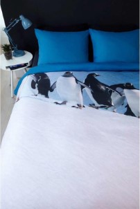 Ambiante dekbedovertrek Penguins blauw 240x200|220 cm