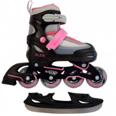 Amigo 2 in 1 inlineskates en schaatsen meisjes zwart|roze mt 34|37