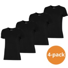 Apollo T shirt Heren Bamboo Basic V neck Zwart 4 pack M