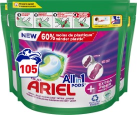 Ariel All in 1 Wasmiddel Pods en extra Vezelbescherming Voordeelverpakking 3 x 35 Wasbeurten