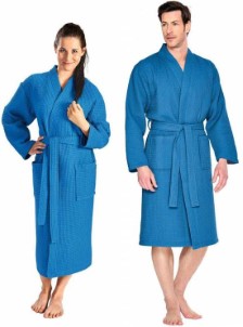 Badrock Wafel badjas sauna kobalt XL blauwe unisex badjas biologisch katoen wafel badjas katoen