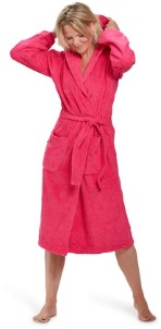 Badrock Dames badjas fuchsia roze badstof katoen sauna badjas capuchon maat S|M