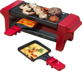 Bestron Mini Raclette Gourmetstel voor 1 tot 2 personen incl. 2 pannen en 2 houten spatels