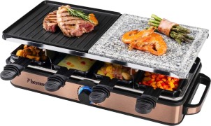 Bestron 2 in 1 raclette party grill elektrische Gourmetstel voor maximaal 8 personen