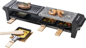 Bestron elektrische Gourmetstel Raclette voor maximaal 4 personen krasbestendige natuurlijke grillsteen en bakplaat
