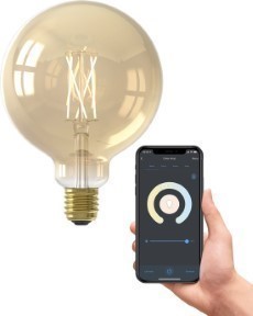 Calex Slimme Lamp Wifi LED Filament Verlichting Globe 12,5cm E27 Smart Lichtbron Goud Dimbaar Warm Wit licht 7W