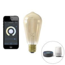 Calex Slimme Lamp Wifi LED Filament Verlichting E27 Rustiek Smart Lichtbron Goud Dimbaar Warm Wit licht 7W