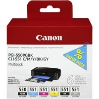 Canon Inktcartridge Pgi 550 plus CLI 551 Zwart plus 5 Kleuren
