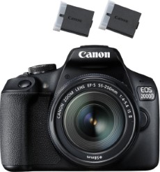 Canon EOS 2000D plus 18 55mm IS plus Extra Accu Zwart