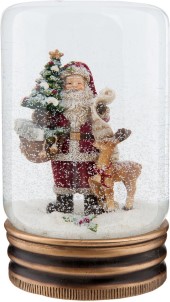 Clayre en Eef Sneeuwbol Kerstman 5x9 cm Rood Glas Rond