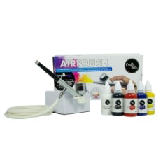 Crafts en Co Airbrush Set met Compressor Inclusief 5 Kleuren Inkt