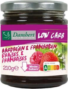 Damhert Dieet Jam 0 toegevoegde suikers | 210 gram | Strawberry en Framboos