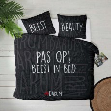 Darum Beest in Bed Dekbedovertrek Lits Jumeaux 240x220 cm Zwart Microvezel