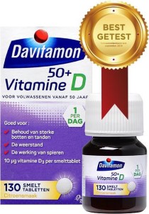 Davitamon Vitamine D 50 jaar Smelttabletten | vitamine d volwassenen | 130 stuks | Voedingssupplement