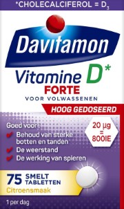 Davitamon Vitamine D3 Forte | vitamine D3 volwassenen | Smelttablet 75 stuks
