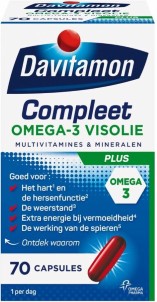 Davitamon Compleet plus Omega 3 Visolie | Multivitamine | Voedingssupplement | 70 Capsules