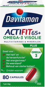 Davitamon Actifit 65 plus Omega 3 Visolie | Multivitamine voor 60 plussers | 80 stuks | Voedingssupplement