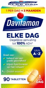 Davitamon Elke Dag | Complete multivitaminen met 22 essentiele vitamines en mineralen 90 tabletten