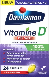 Davitamon Vitamine D | 1 per week | 100 procent plantaardig | Vegan | Voedingssupplement | 24 capsules