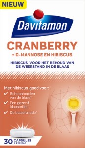 Davitamon Cranberry | Cranberry capsules met D Mannose en Hibiscus Voedingssupplement | 30 capsules