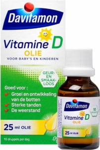 Davitamon vitamine D olie baby en kind | bevat vitamine D3 | vitamine D druppels suikervrij | 25ml