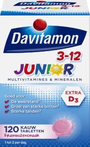 Davitamon Junior 3 jaar kauwvitamines | multivitamine kinderen | framboos | 120 stuks