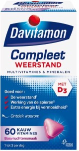 Davitamon Compleet Weerstand Kauwvitamines | Multivitamine | bosvruchten | 60 tabletten