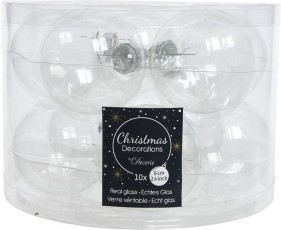 Decoris 10x Transparante kerstversiering kerstballen glas 6 cm kerstbal