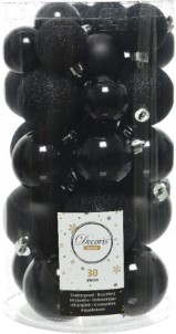 Decoris 30x Zwarte kunststof kerstballen 4 5 6 cm Mat|glans|glitter