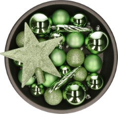 Decoris Kerstballen met piek 33st kunststof mix groen 5|6|8cm