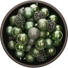 Decoris Bellatio decorations Kerstballen 37 stuks donkergroen mix kunststof 6 cm