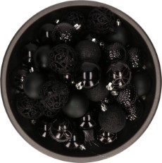 Decoris Bellatio decorations Kerstballen 37 stuks zwart mix kunststof 6 cm