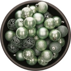 Decoris Bellatio Decorations Kerstballen 37 stuks mintgroen kunststof 6 cm