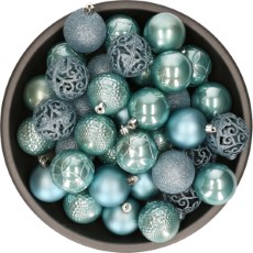 Decoris Bellatio Decorations Kerstballen 37 stuks ijsblauw kunststof 6 cm