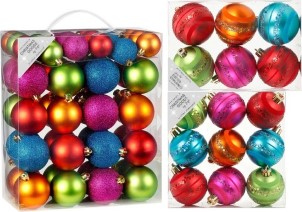 Decoris Kerstversiering kunststof kerstballen bonte mix kleuren 4|6|8 cm 65x