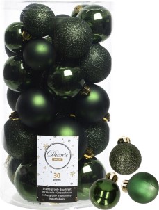 Decoris kerstballen 44x donkergroen 3|4|5|6 cm kunststof