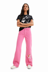 Desigual Wide leg spijkerbroek met Roze Panther RED 34