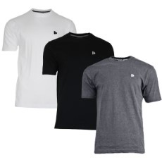 Donnay Heren 3 Pack T Shirt Vince Wit|Zwart|Donkergrijs Maat S