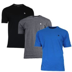 Donnay Heren 3 Pack T Shirt Vince Zwart|Donkergrijs|Cobaltblauw Maat S