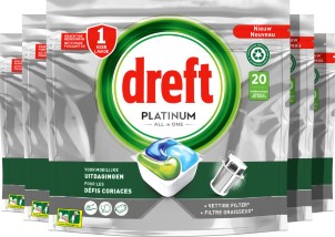 Dreft Platinum All In One Vaatwascapsules Original Voordeelverpakking 5 x 20 Capsules