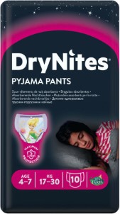 DryNites Girl Absorberende Luierbroekjes 4 tot 7 jaar | 17 tot 30kg 10 stuks