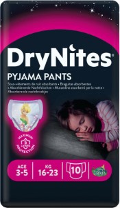 DryNites Absorberende Luierbroekjes Girl 3 tot 5 jaar 10 stuks