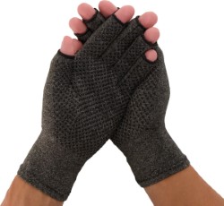 Dunimed Vingerloze Artrose Handschoenen Reuma Compressie Handschoenen Artritis Handschoenen Met Antisliplaag Unisex Grijs XL