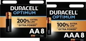 Duracell Optimum Alkaline AA 8 stuks en AAA 8 stuks